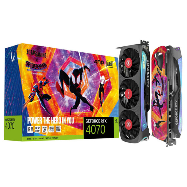 ZOTAC GAMING GeForce RTX 4070 AMP AIRO SPIDER-MAN™: Across the Spider-Verse Bundle – 12GB GDDR6X