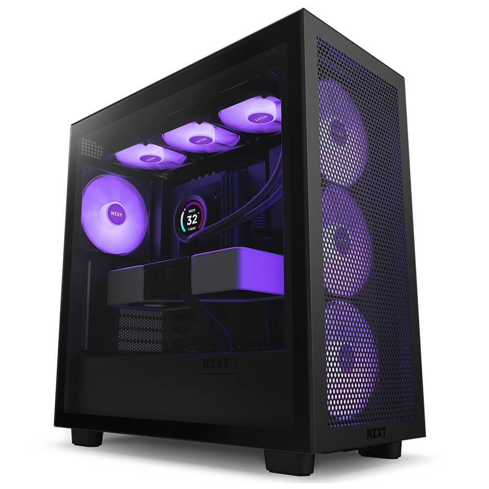 NZXT H7 Flow RGB Matte Black – ATX Mid-Tower with RGB Fans