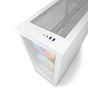 NZXT H7 Flow RGB Matte White - ATX Mid-Tower with RGB Fans