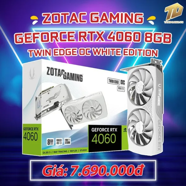 ZOTAC GAMING GeForce RTX 4060 8GB Twin Edge OC White Edition - 8GB GDDR6