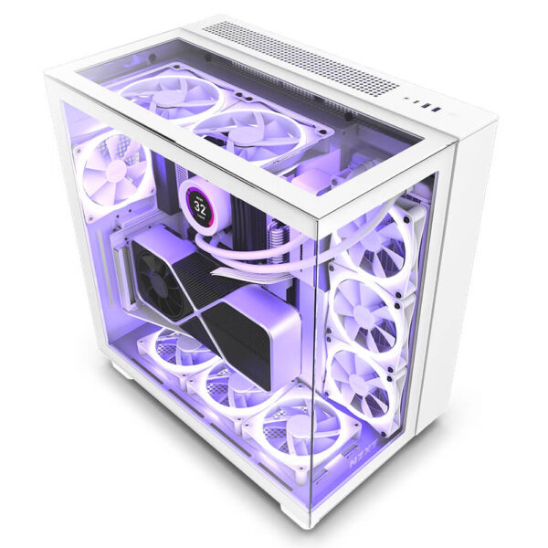NZXT H9 Elite White H1 NZXT H9 Elite Matte White - Premium Dual-Chamber Mid-Tower Airflow Case