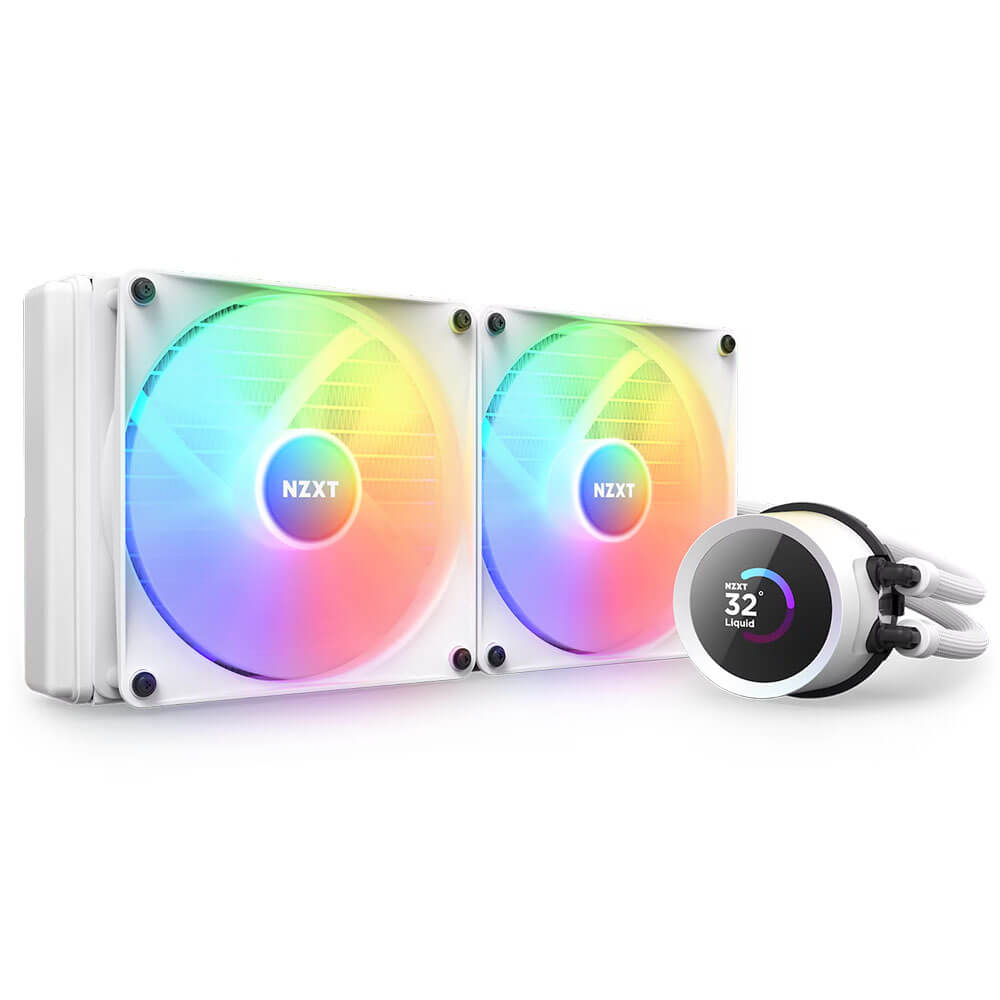 NZXT Kraken 280 RGB Matte White – 280mm AIO Liquid Cooler with LCD Display and RGB Fans
