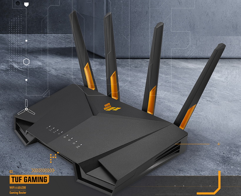 Asus TUF Gaming AX4200 - AX4200 Dual Band | Ultrafast WiFi 6 (802.11ax) | 4 Antenna | Router WiFi có thể mở rộng Asus TUF Gaming AX4200 - AX4200 Dual Band | Ultrafast WiFi 6 (802.11ax) | 4 Antenna | Router WiFi có thể mở rộng