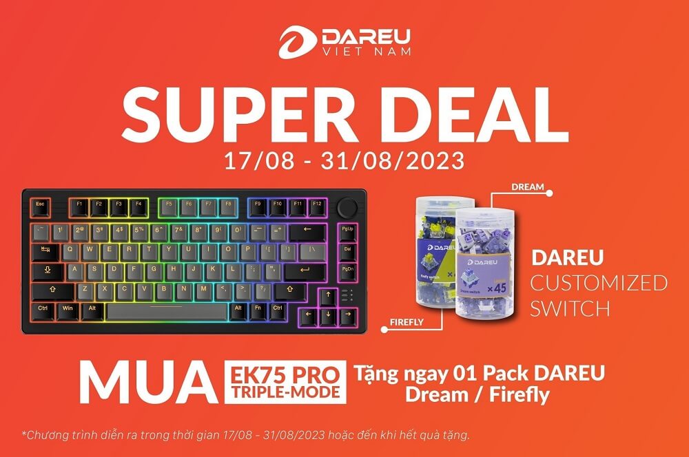 DAREU EK75 PRO BLACK GOLDEN super deal DAREU EK75 PRO Black Golden - Triple Mode, Gasket Mount, RGB