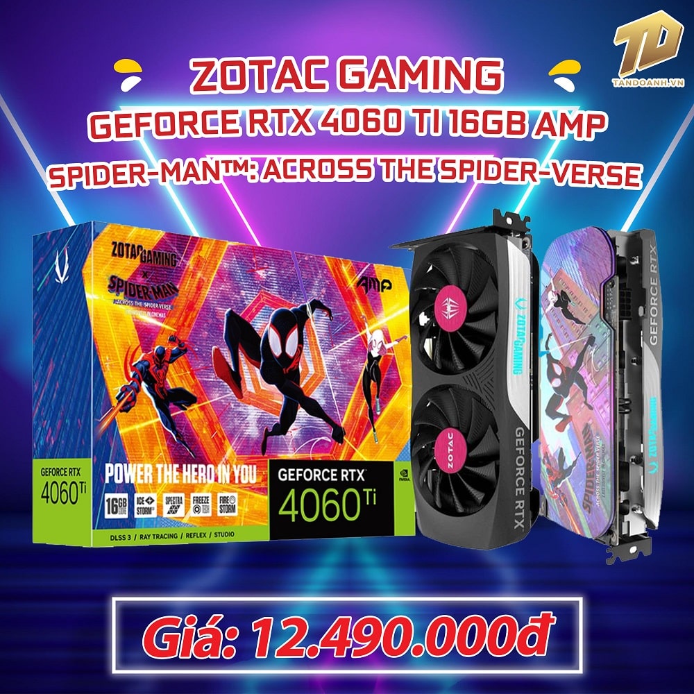 ZOTAC GAMING GeForce RTX 4060 Ti 16GB AMP SPIDER-MAN™: Across the  Spider-Verse Bundle 16GB GDDR6 Giá tốt 10/2025 Trả Góp 0%