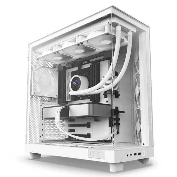 NZXT H6 Flow Matte White – Compact Dual-Chamber Mid-Tower Airflow Case