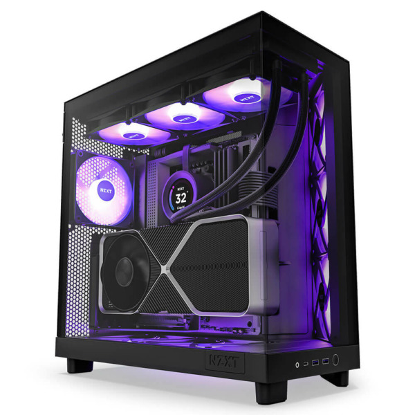 NZXT H6 Flow RGB Matte Black – Compact Dual-Chamber Mid-Tower Airflow Case with RGB Fans
