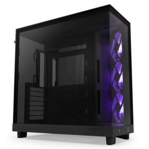 NZXT H6 Flow RGB Matte Black H2 NZXT H6 Flow RGB Matte Black - Compact Dual-Chamber Mid-Tower Airflow Case with RGB Fans