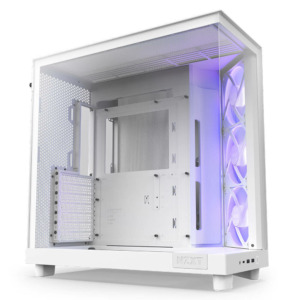 NZXT H6 Flow RGB Matte White H2 NZXT H6 Flow RGB Matte White - Compact Dual-Chamber Mid-Tower Airflow Case with RGB Fans