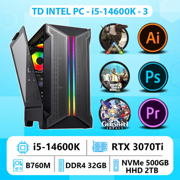 TD STUDIO PC (i5-14600K, B760M, RTX 3070Ti, 32GB DDR4, SSD 512GB, HDD 2TB)