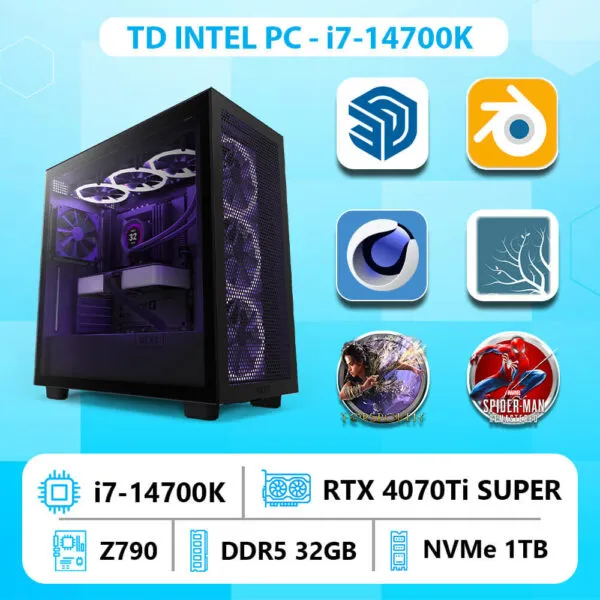 TD INTEL PC (i7-14700K, RTX 4070TI SUPER, Z790, 32GB DDR5, SSD 1TB)