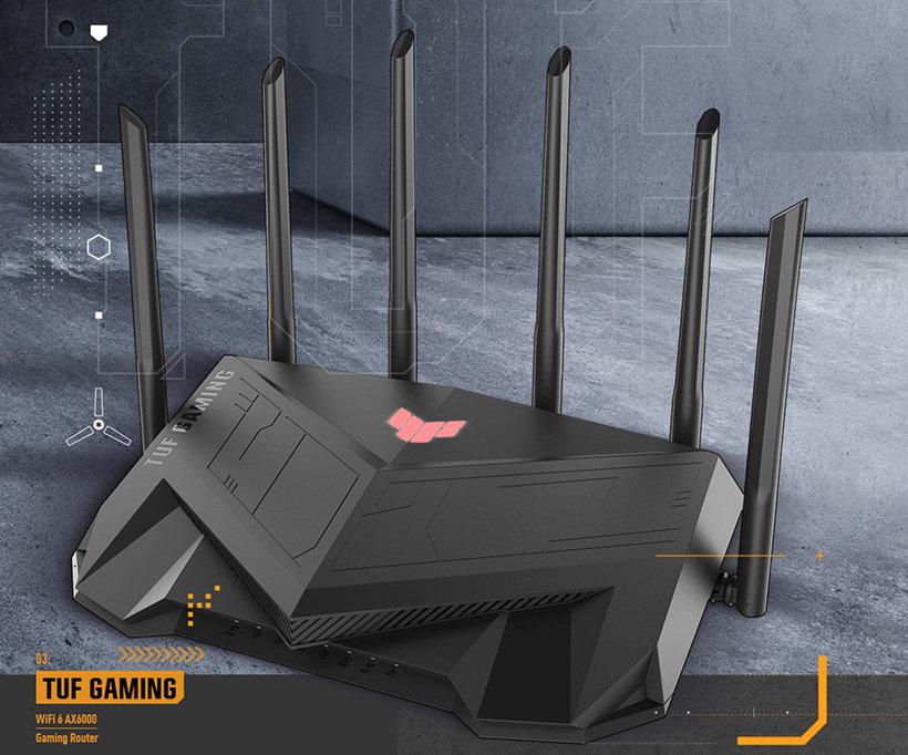 Asus TUF Gaming AX6000 - AX6000 Dual Band | Ultrafast WiFi 6 (802.11ax) | 6 Antenna | Router WiFi có thể mở rộng Asus TUF Gaming AX6000 - AX6000 Dual Band | Ultrafast WiFi 6 (802.11ax) | 6 Antenna | Router WiFi có thể mở rộng
