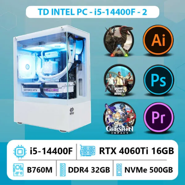 TD INTEL PC (Ultra 5 245KF, B860M, 4060TI 16GB, 32GB DDR5, SSD 500GB)