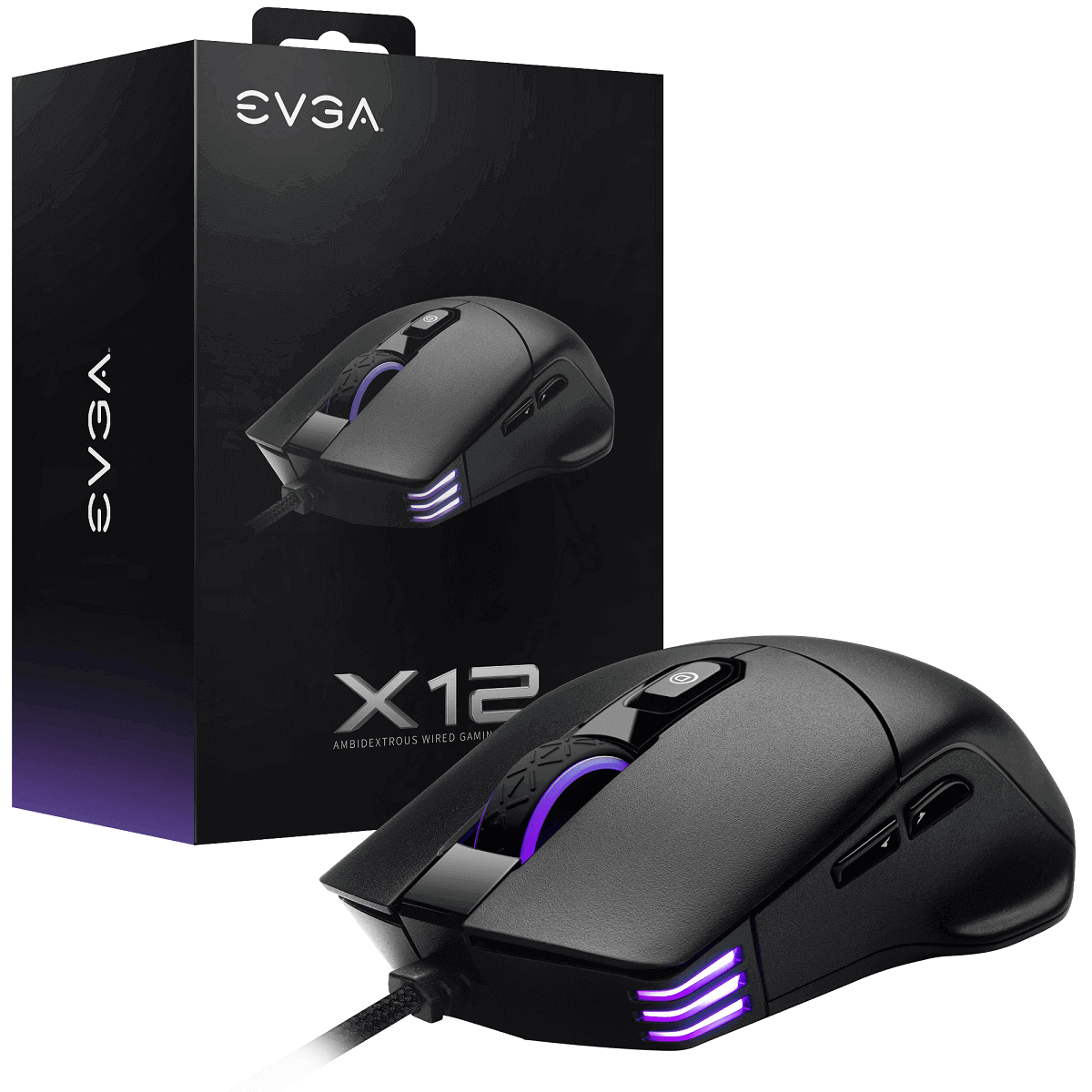 EVGA X12 Gaming Mouse - 8K - Wired - White - Customizable - Dual Sensor - 16,000 DPI - 5 Profiles - 8 Buttons - Ambidextrous Light Weight - RGB EVGA X12 Gaming Mouse - 8K - Wired - White - Customizable - Dual Sensor - 16,000 DPI - 5 Profiles - 8 Buttons - Ambidextrous Light Weight - RGB