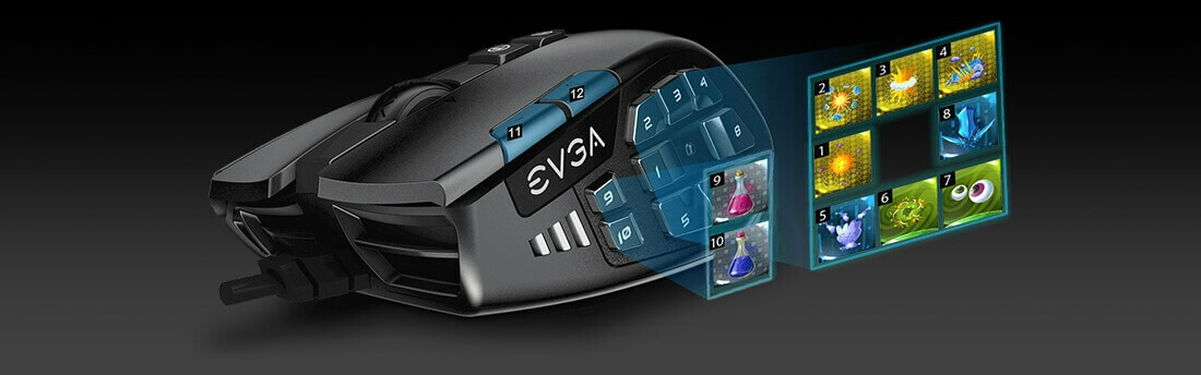 EVGA X15 MMO Gaming Mouse - 8k - Wired - Black - Customizable - 16,000 DPI - 5 Profiles - 20 Buttons - Ergonomic EVGA X15 MMO Gaming Mouse - 8k - Wired - Black - Customizable - 16,000 DPI - 5 Profiles - 20 Buttons - Ergonomic