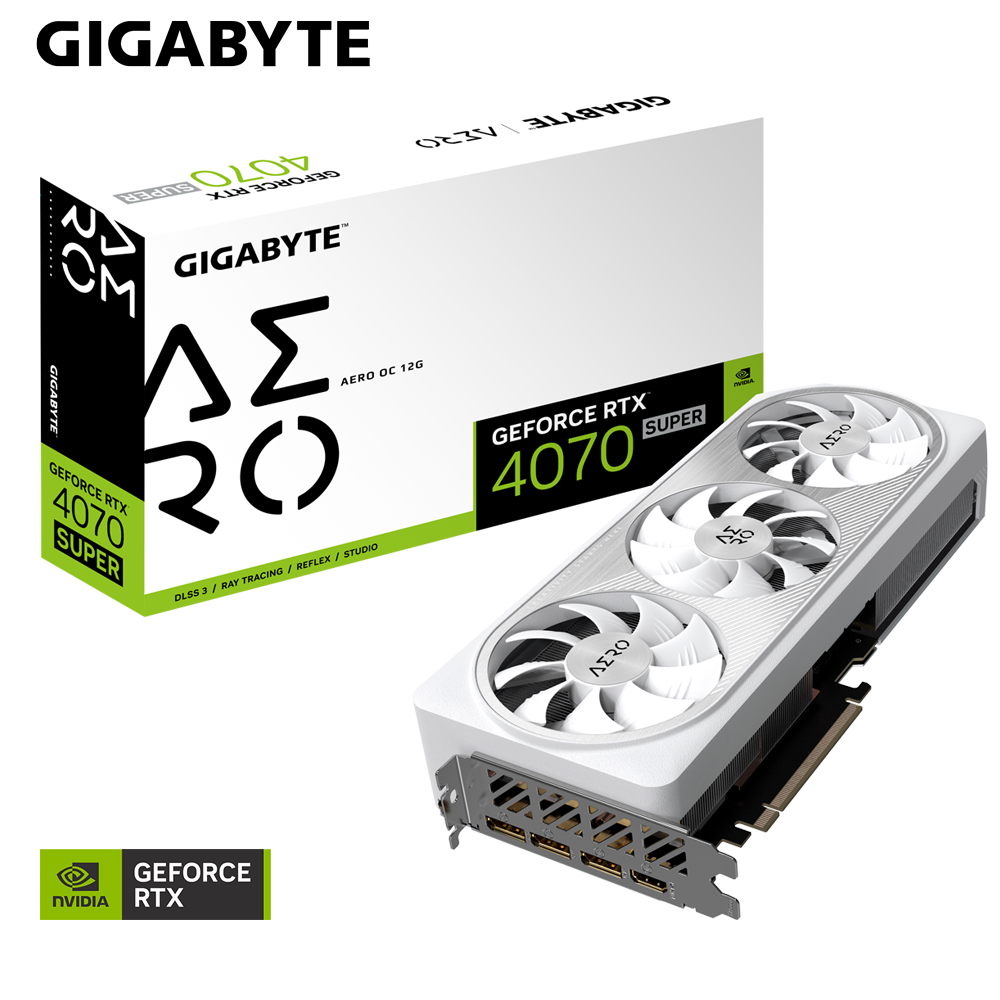 Gigabyte GeForce RTX™ 4070 SUPER AERO OC 12G - 12GB GDDR6X Gigabyte GeForce RTX™ 4070 SUPER AERO OC 12G - 12GB GDDR6X
