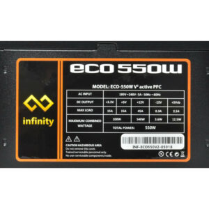 Infinity ECO 550W V2 H7 Infinity ECO 550W V2 – DC to DC – Hiệu suất 85% – Active PFC – Single Rail