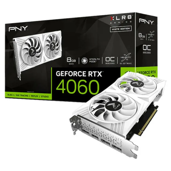 PNY GeForce RTX™ 4060 8GB XLR8 Gaming VERTO™ Dual Fan OC White Edition DLSS 3 - 8GB GDDR6