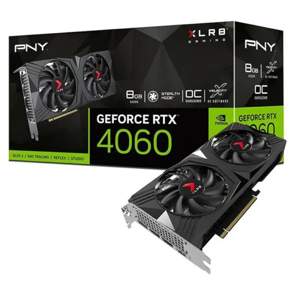 PNY GeForce RTX™ 4060 8GB XLR8 Gaming VERTO™ Overclocked Dual Fan DLSS 3 - 8GB GDDR6