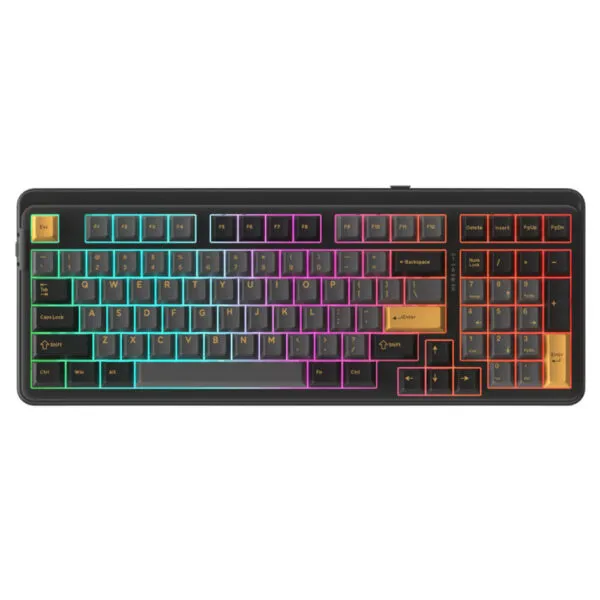 DAREU EK98 PRO - BLACK GOLDEN (Triple Mode, Cherry PBT Double Shot, Gasket Mount, RGB)