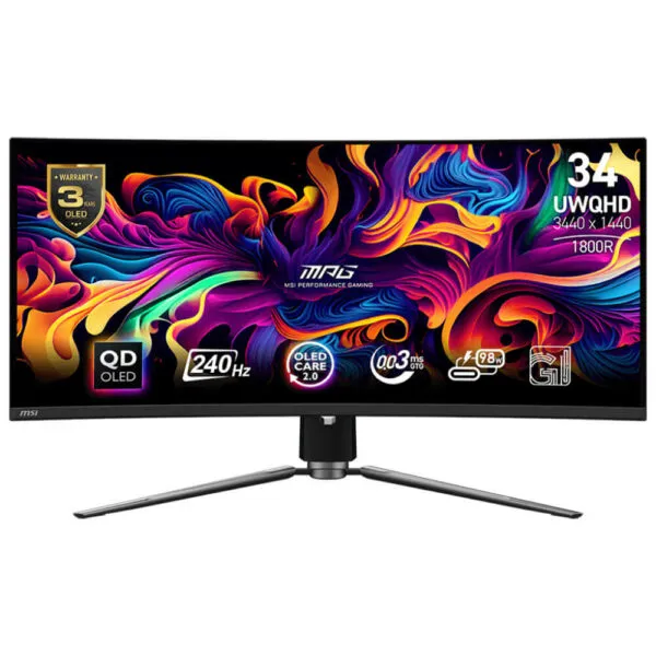 MSI MPG 341CQPX QD-OLED - 34 inch UWQHD QD-OLED | 240Hz | 0.03ms | Type-C | Curved Monitor