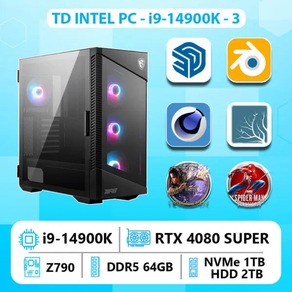 TD INTEL PC (i9-14900K, 4080 Super, Z790, 64GB DDR5, SSD 1TB, HDD 2TB)