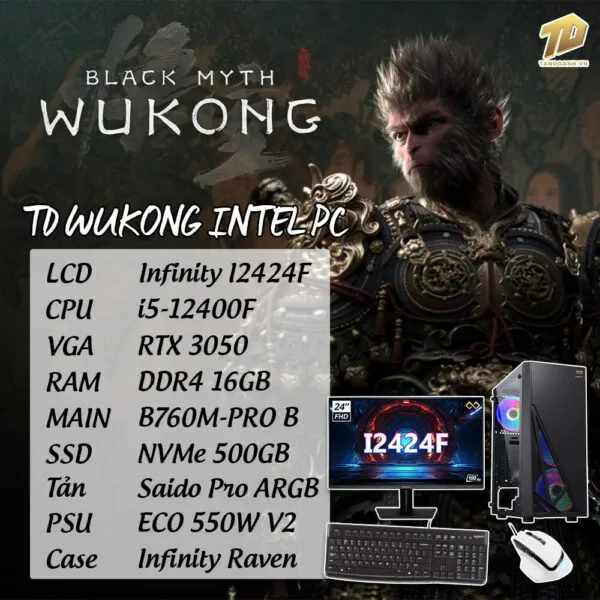 TD INTEL WUKONG PC (I5-12400F, B760M, RTX3050, 16GB DDR4, SSD 500GB)