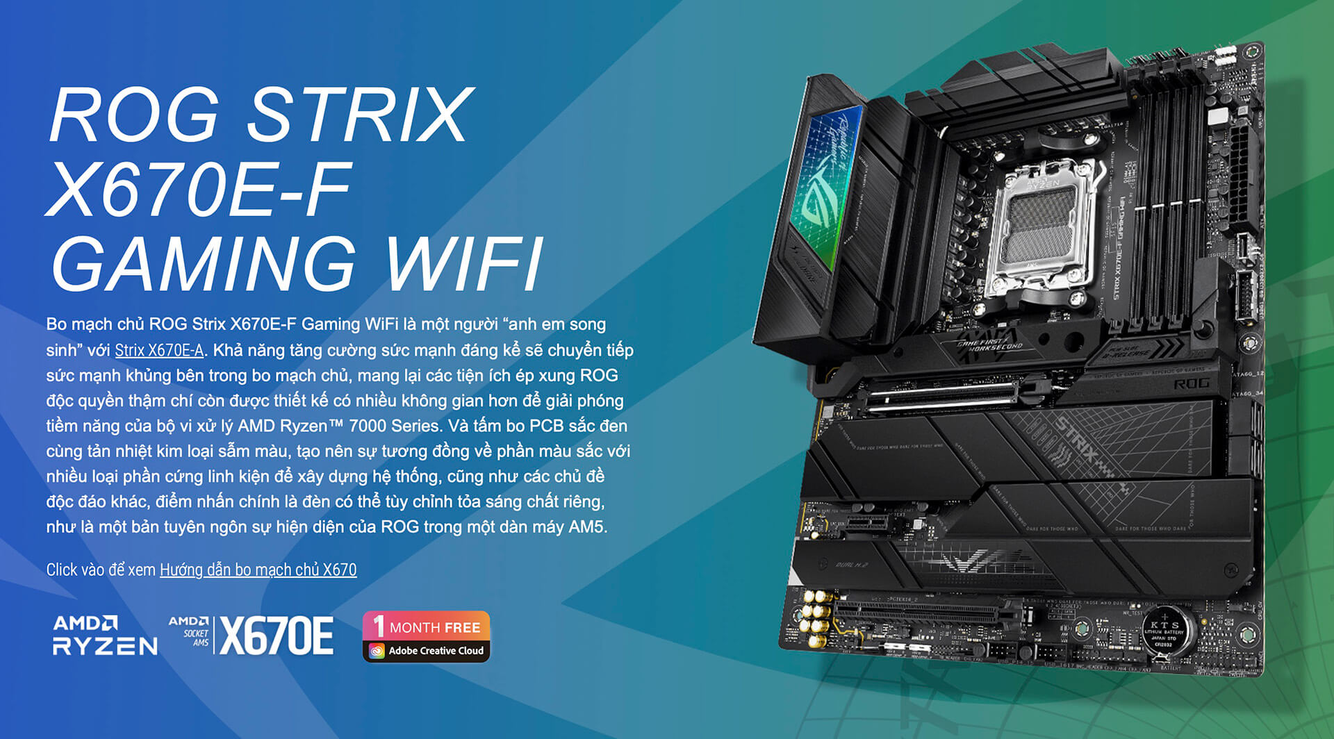 Asus ROG Strix X670E-F Gaming WiFi - Socket AM5