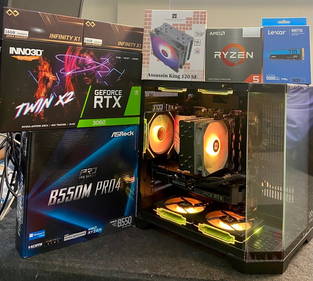 Back To School PC Ryzen 5 5600 H1 TD BACK TO SCHOOL PC (R5-5600, B550M, RTX3060, 32GB DDR4, SSD 500GB, MÀN HÌNH LG 27MR400)
