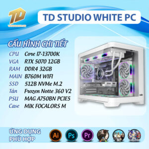 TD STUDIO WHITE PC (I7-13700K, B760M, RTX 5070 12GB, 32GB DDR4, SSD 512GB)