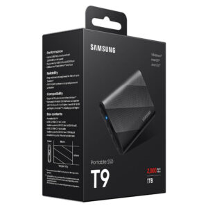 Samsung T9 Portable Black 1TB H2 Samsung T9 Portable 1TB Black - Portable SSD USB 3.2 Gen 2x2 - MU-PG1T0B/WW