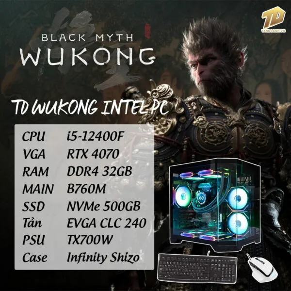 TD INTEL WUKONG PC (I5-12400F, B760M, RTX4070, 32GB DDR4, SSD 500GB)