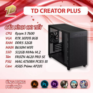 TD CREATOR PLUS (R5-7600, 3070TI, B650M, 32GB DDR5, SSD 512GB)