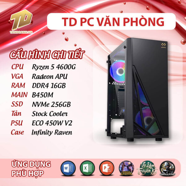 TD PC VĂN PHÒNG (R5-4600G, B450M, 16GB DDR4, SSD 500GB)