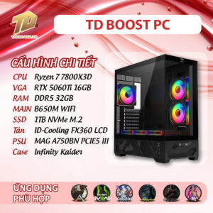 TD BOOST X3D (R7-7800X3D, B650M, 32GB DDR5, RTX 5060Ti, SSD 1TB)