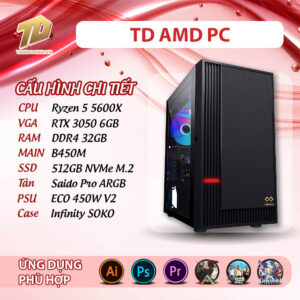 TD AMD PC 2025 R5 5600X TD AMD PC (R5-5600X, B450M, 32GB DDR4, RTX3050, SSD 500GB)