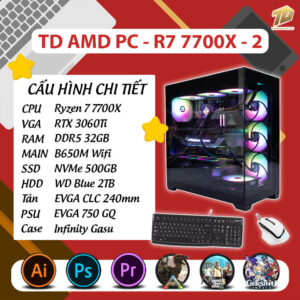 TD ULTRA PC (R7-7700X, B650M, 32GB DDR5, RX 9060XT, SSD 500GB, HDD 2TB)