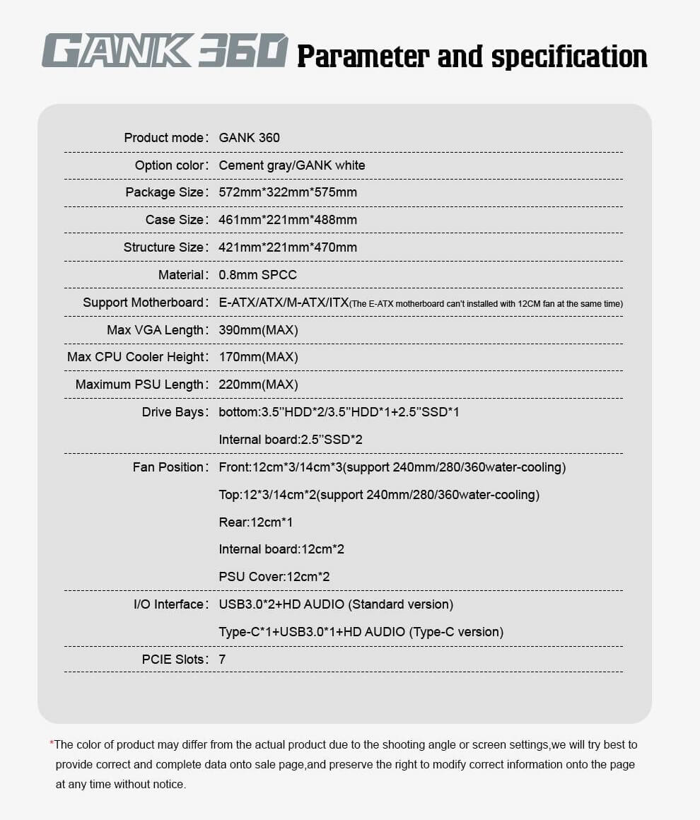 Segotep GANK 360 E ATX WHITE specs Segotep GANK 360 E-ATX WHITE - Mid-Tower Case