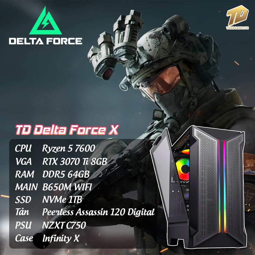 TD Delta Force X (R5-7600, B650M, 32GB DDR5, 3070Ti, SSD 1TB)