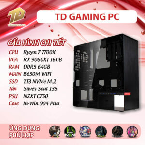 TD GAMING PC (Ryzen 7 7700X, B650M, 64GB DDR5, RX 9060XT, SSD 1TB)