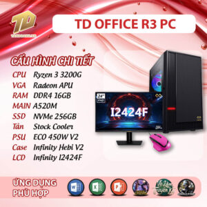 TD OFFICE R3 PC (R3-3200G, A520M, 16GB DDR4, SSD 256GB, LCD 24'' FHD)