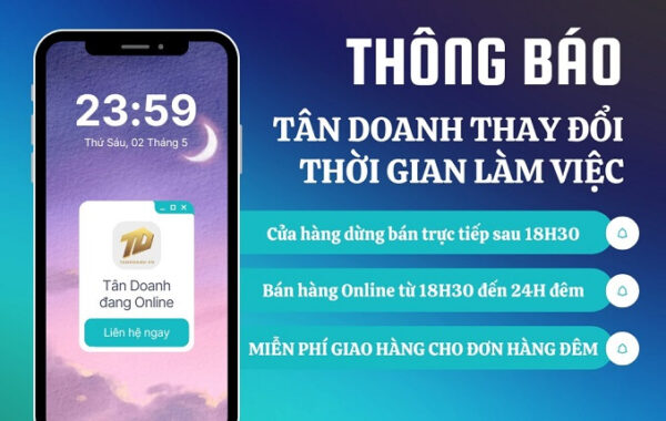 Thong bao thay doi gio lam viec mobile Tân Doanh