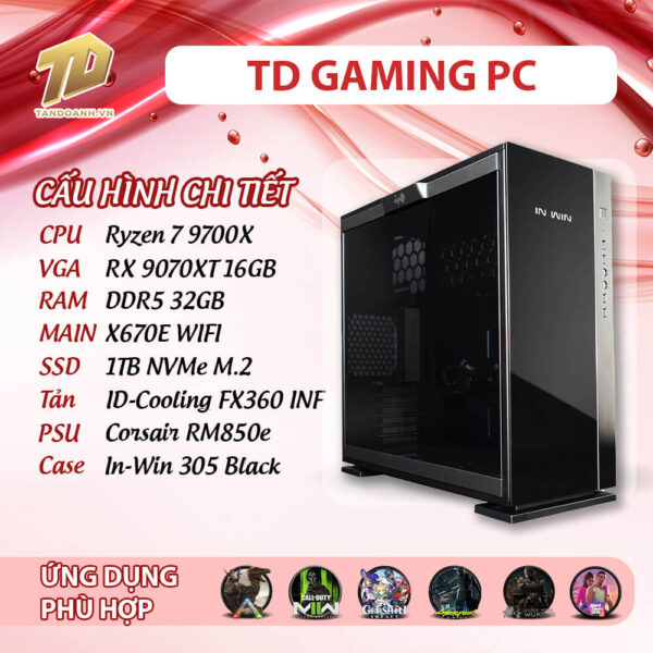 TD PC GAMING (R7-9700X, RX 9070XT, X670E, 32GB DDR5, SSD 1TB)