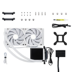 TRYX PANORAMA ARGB 240 White - 240mm L-shaped AMOLED Screen Liquid Cooler