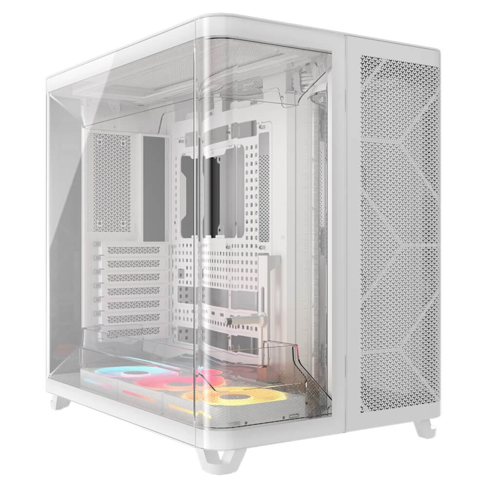 Corsair AIR 5400 LX R RGB iCUE LINK White H1 Corsair AIR 5400 LX-R RGB iCUE LINK White - Triple Chamber Mid-Tower PC Case