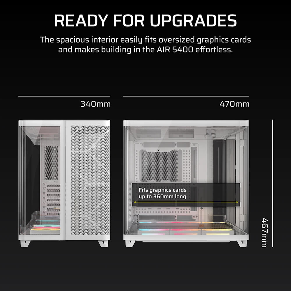 Corsair AIR 5400 LX R RGB iCUE LINK White H10 Corsair AIR 5400 LX-R RGB iCUE LINK White - Triple Chamber Mid-Tower PC Case - Ảnh 10