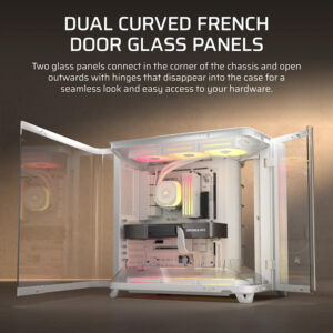 Corsair AIR 5400 LX R RGB iCUE LINK White H6 Corsair AIR 5400 LX-R RGB iCUE LINK White - Triple Chamber Mid-Tower PC Case