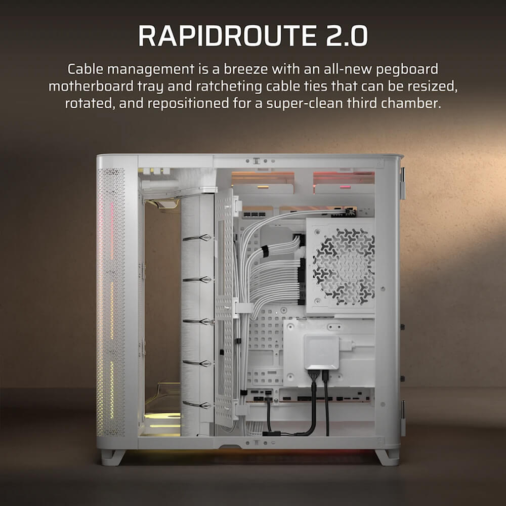 Corsair AIR 5400 LX R RGB iCUE LINK White H7 Corsair AIR 5400 LX-R RGB iCUE LINK White - Triple Chamber Mid-Tower PC Case - Ảnh 7