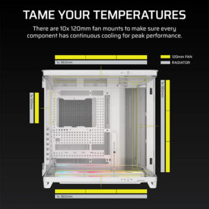 Corsair AIR 5400 LX R RGB iCUE LINK White H9 Corsair AIR 5400 LX-R RGB iCUE LINK White - Triple Chamber Mid-Tower PC Case