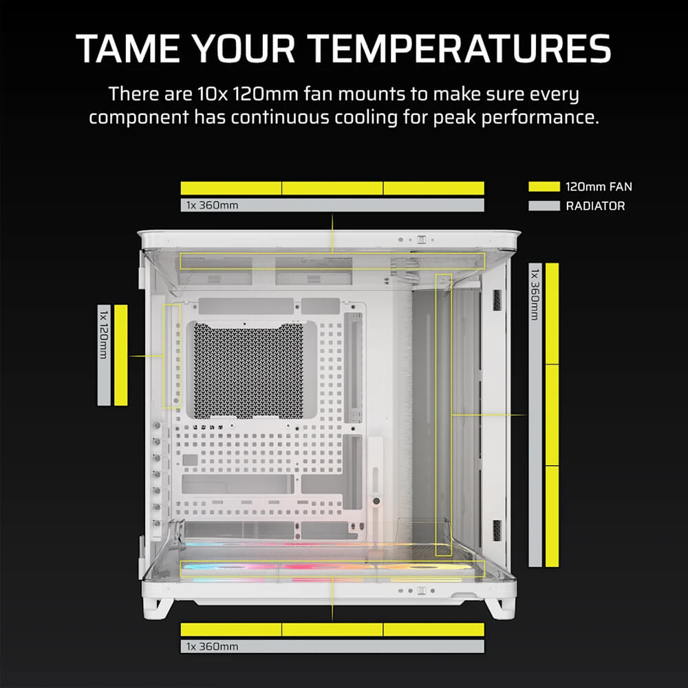 Corsair AIR 5400 LX R RGB iCUE LINK White H9 Corsair AIR 5400 LX-R RGB iCUE LINK White - Triple Chamber Mid-Tower PC Case - Ảnh 9
